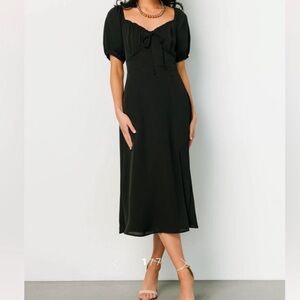 Baltic Born Cadence Midi Black Dress sweetheart present neckline side slit L